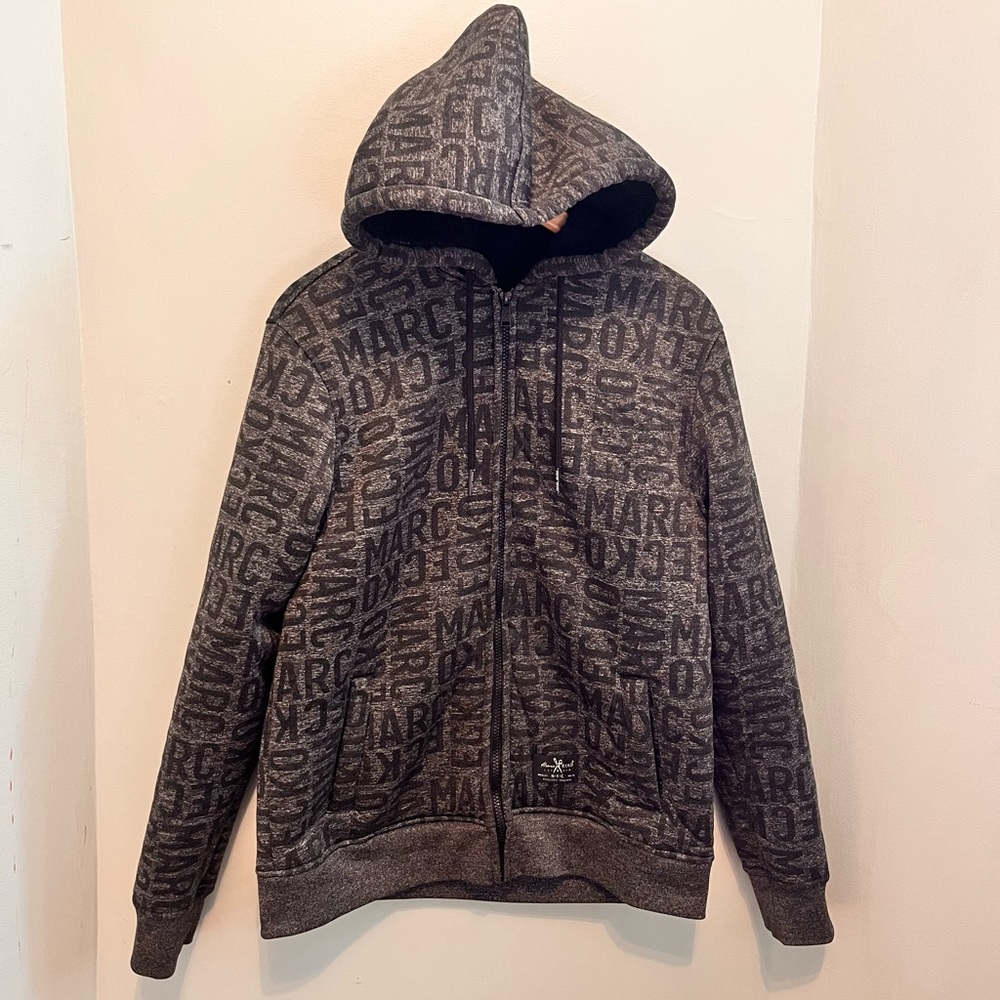 Marc Ecko - Men’s Medium - Fuzzy Black & Grey Hoodie -